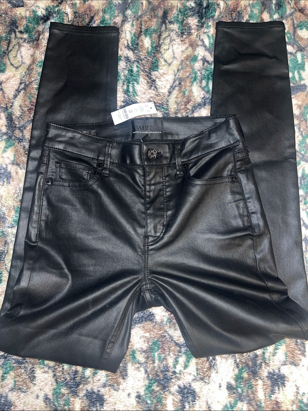White House Black Market Black Faux Leather Jeggings